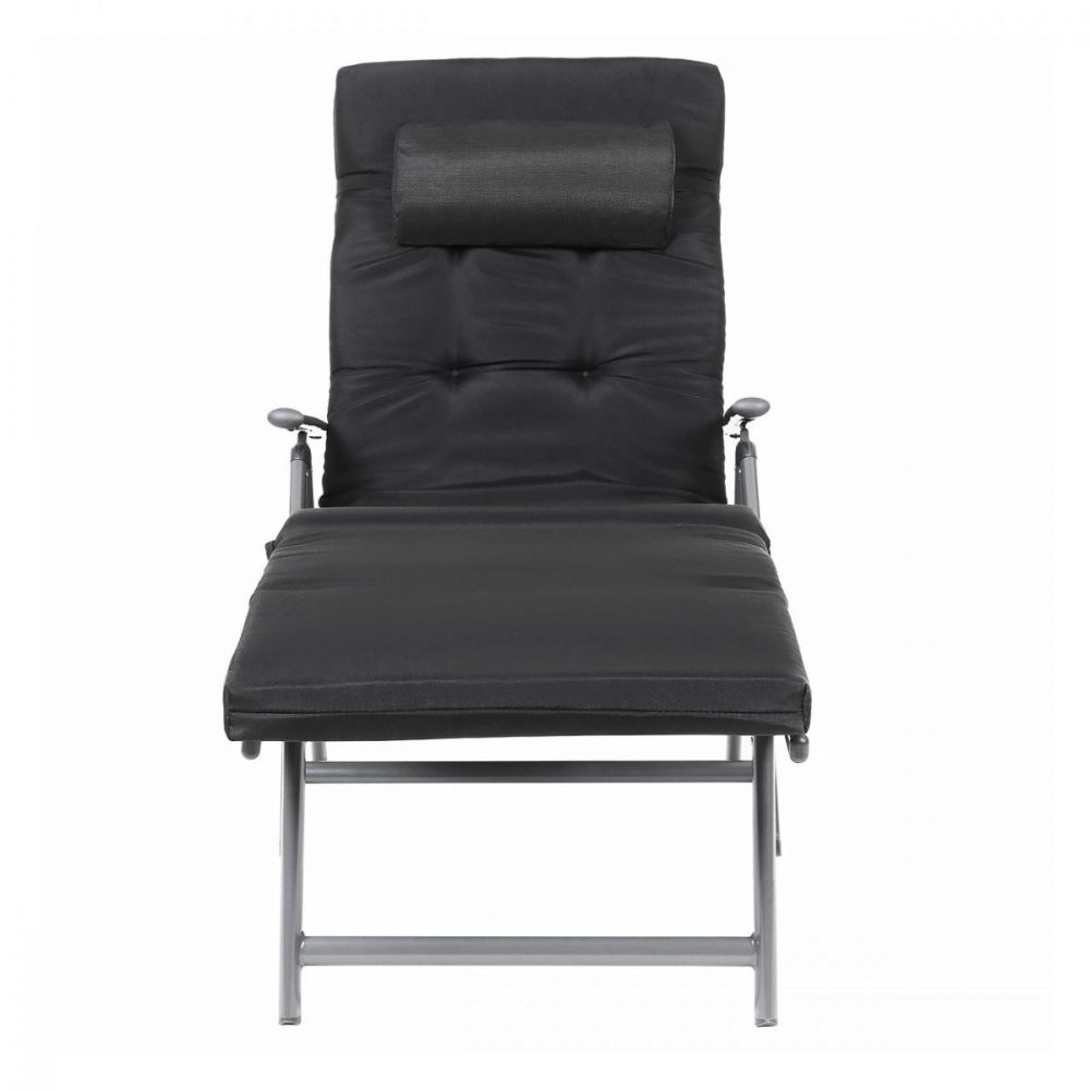Tumbona plegable reclinable, jardín, playa, 150 kg, negro - Imagen 3