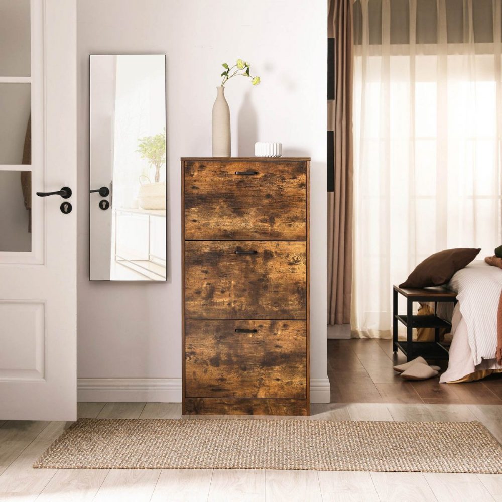 Zapatero de madera con 3 puertas abatibles, 60x24x120 cm - Imagen 5