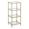 Estantería baño 4 niveles, vidrio templado, dorado