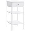 Mesita de noche con cajón y 2 estantes, blanco