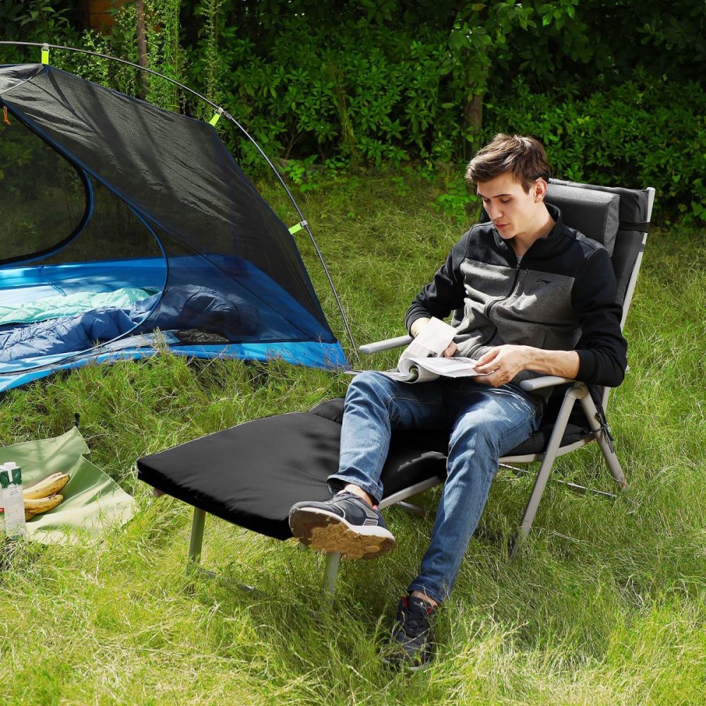 Tumbona plegable reclinable, jardín, playa, 150 kg, negro - Imagen 7