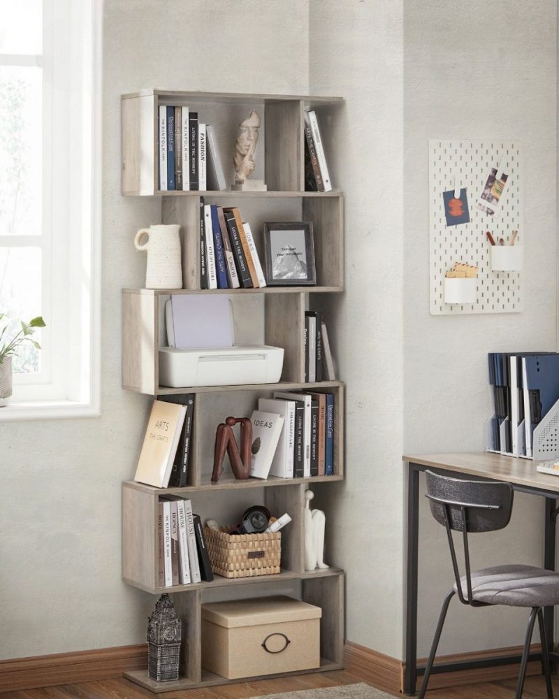 Estantería de madera de 6 niveles, greige - Imagen 3