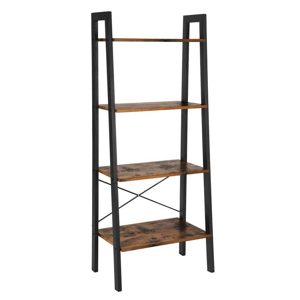 Estantería escalera vintage de 4 niveles, librería de esquina