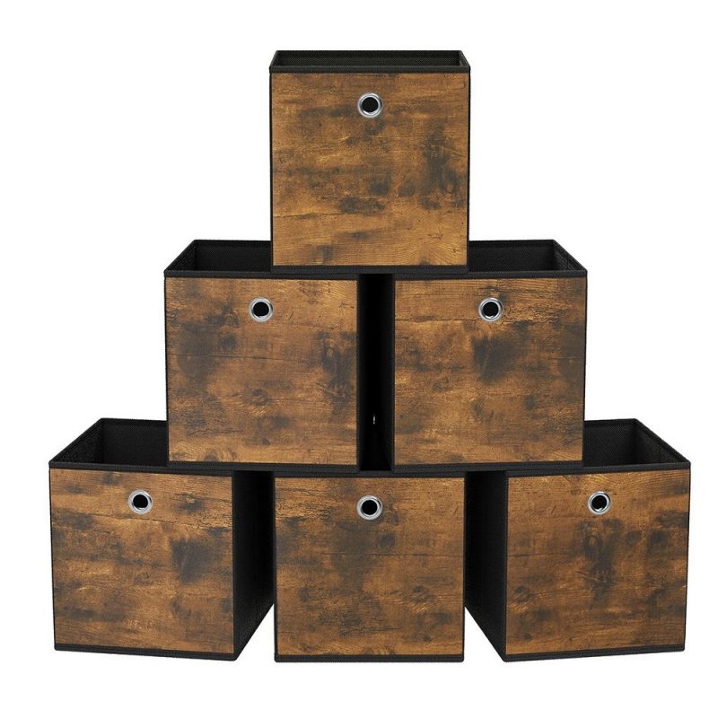 Set de 6 cajas plegables 33x33x33 cm, marrón