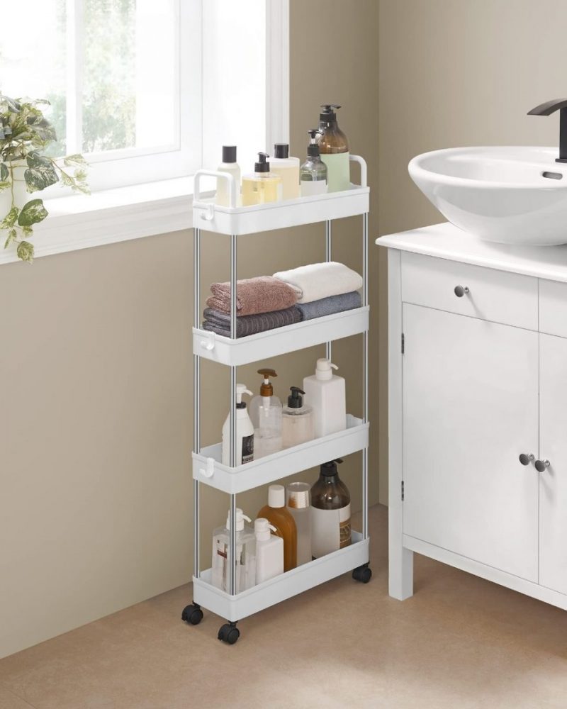 Carrito almacenamiento 4 niveles, cocina, baño, blanco - Imagen 2