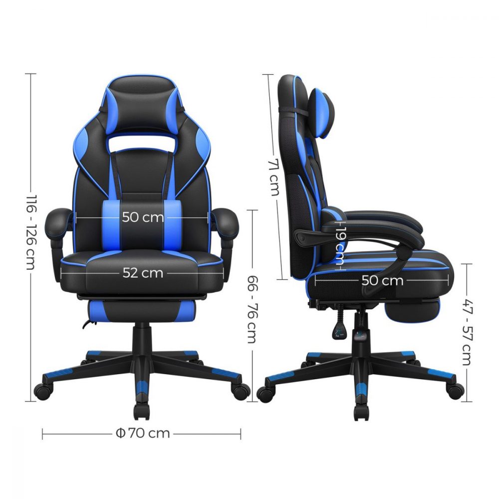 Silla oficina ergonómica, reposapiés extensible, azul cielo - Imagen 7