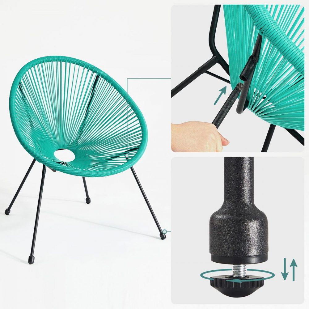 Conjunto muebles jardín 3 piezas, sillas acapulco y mesa, turquesa - Imagen 7