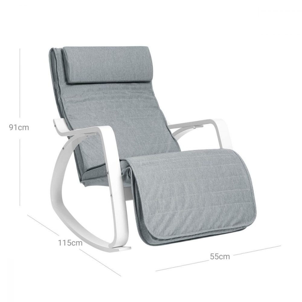 Sillón mecedora relax con reposapiernas ajustable, gris claro - Imagen 5