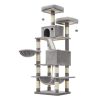 Rascador gatos multinivel 168 cm, torre, plataformas, gris