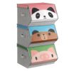 Set 3 cajas almacenaje infantil, tema animales, panda oso cerdo