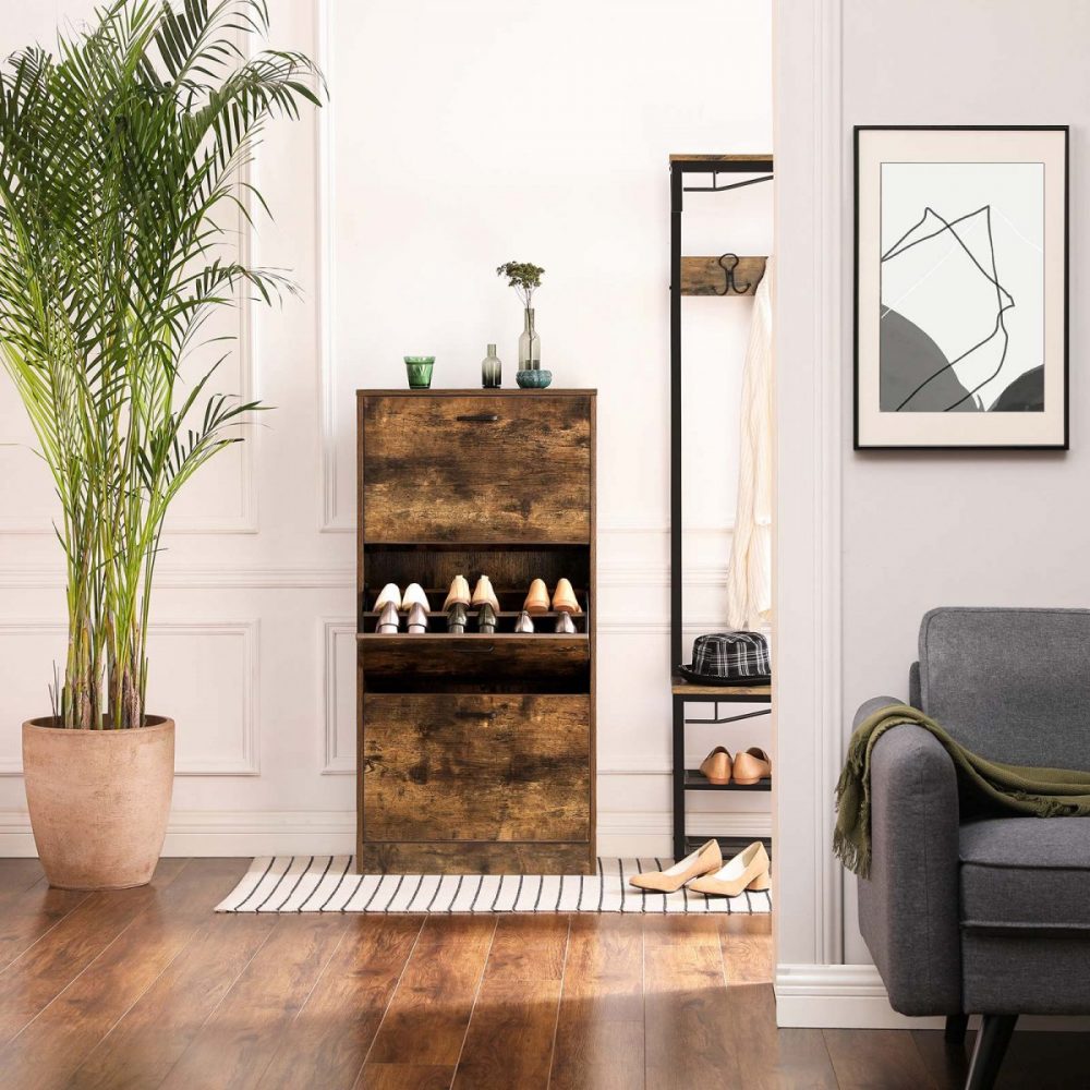 Zapatero de madera con 3 puertas abatibles, 60x24x120 cm - Imagen 6