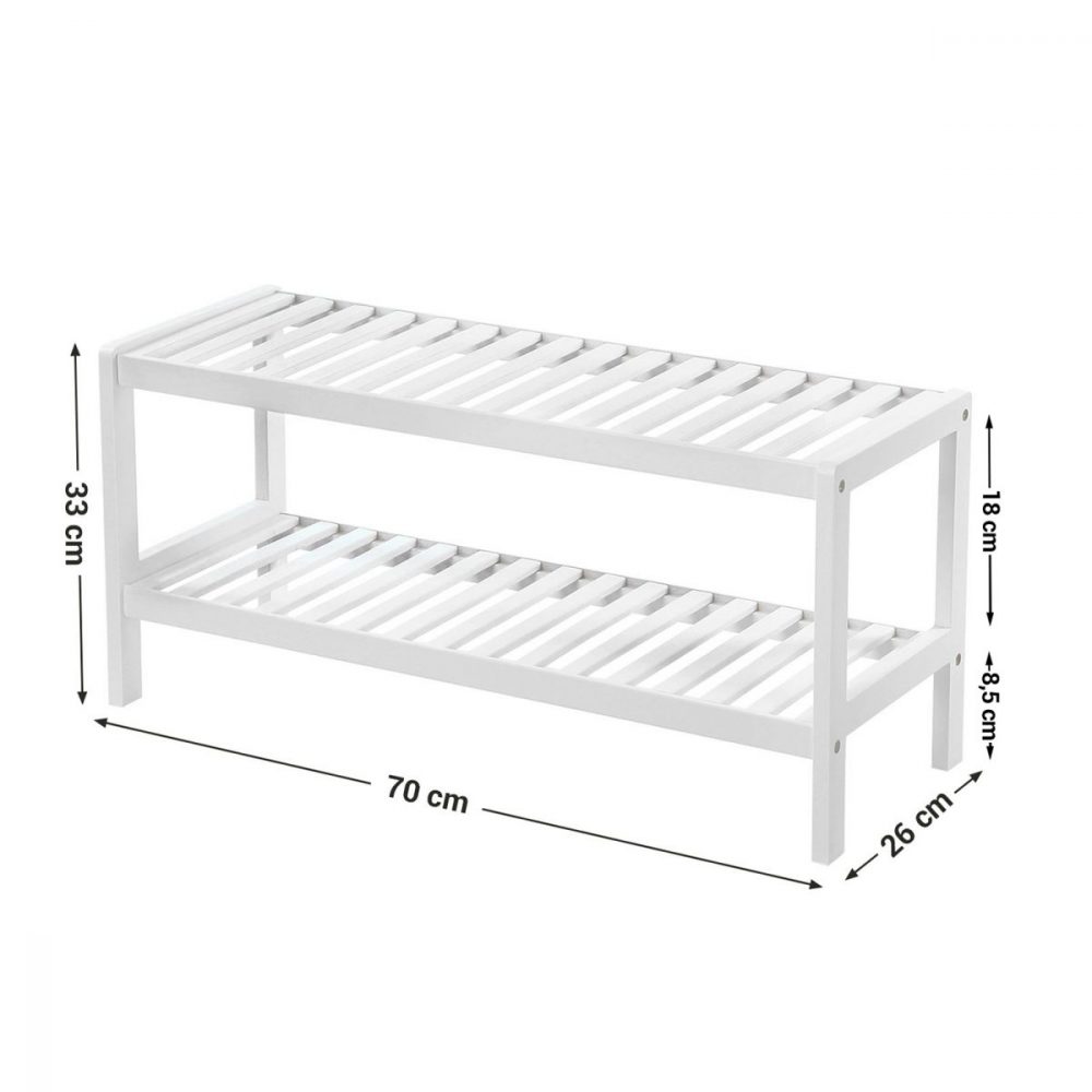 Organizador de zapatos de bambú, 2 pisos, blanco - Imagen 6