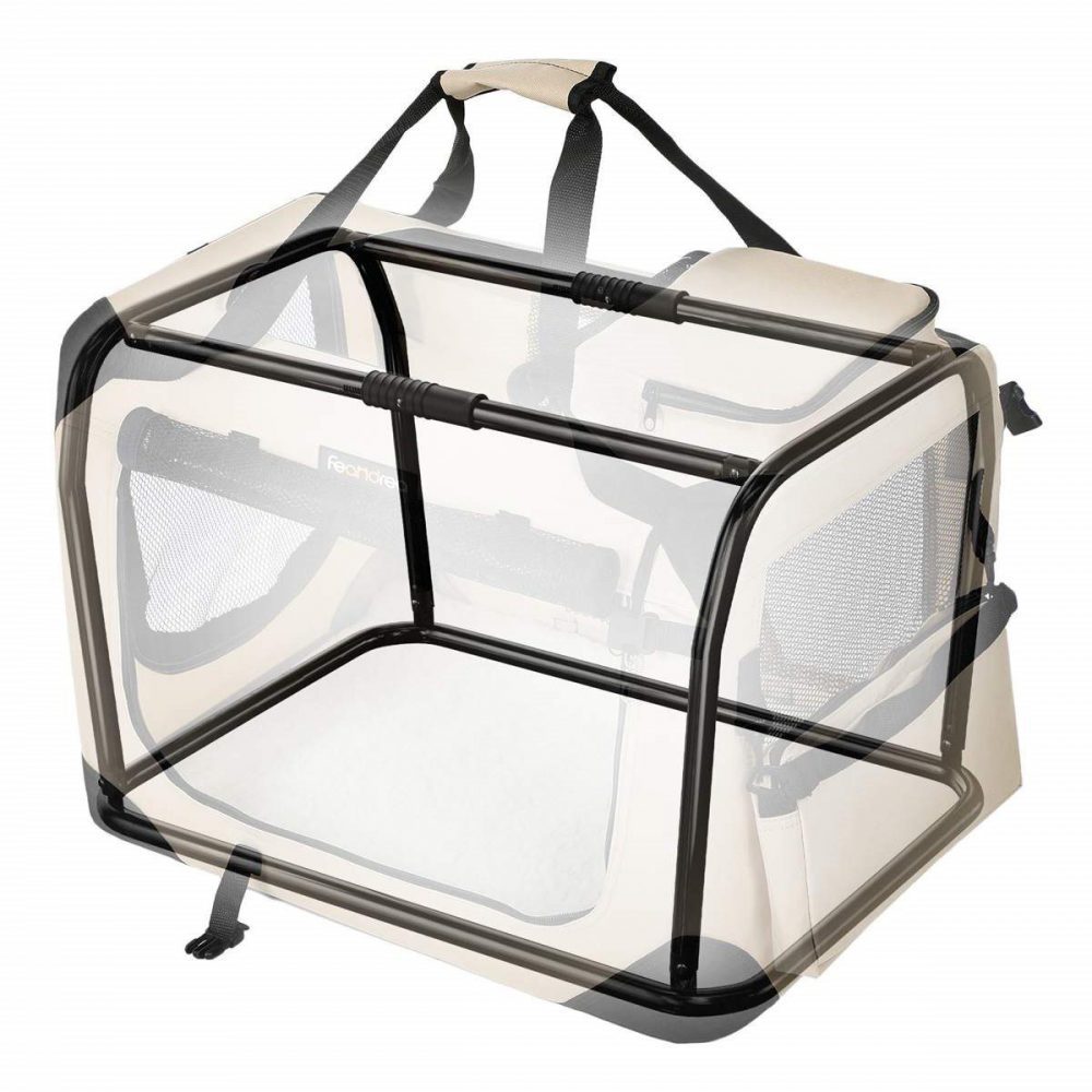 Transportín plegable para perros grandes, beige - Imagen 3