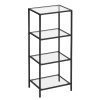 Estantería baño 4 niveles, vidrio templado, negro