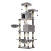 Árbol para gatos xxl de 206 cm, 13 postes, 2 plataformas, cuevas, hamaca, gris claro