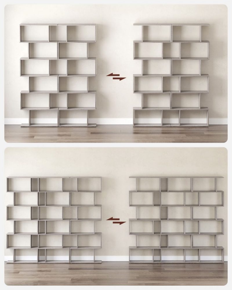 Estantería de madera de 6 niveles, greige - Imagen 7