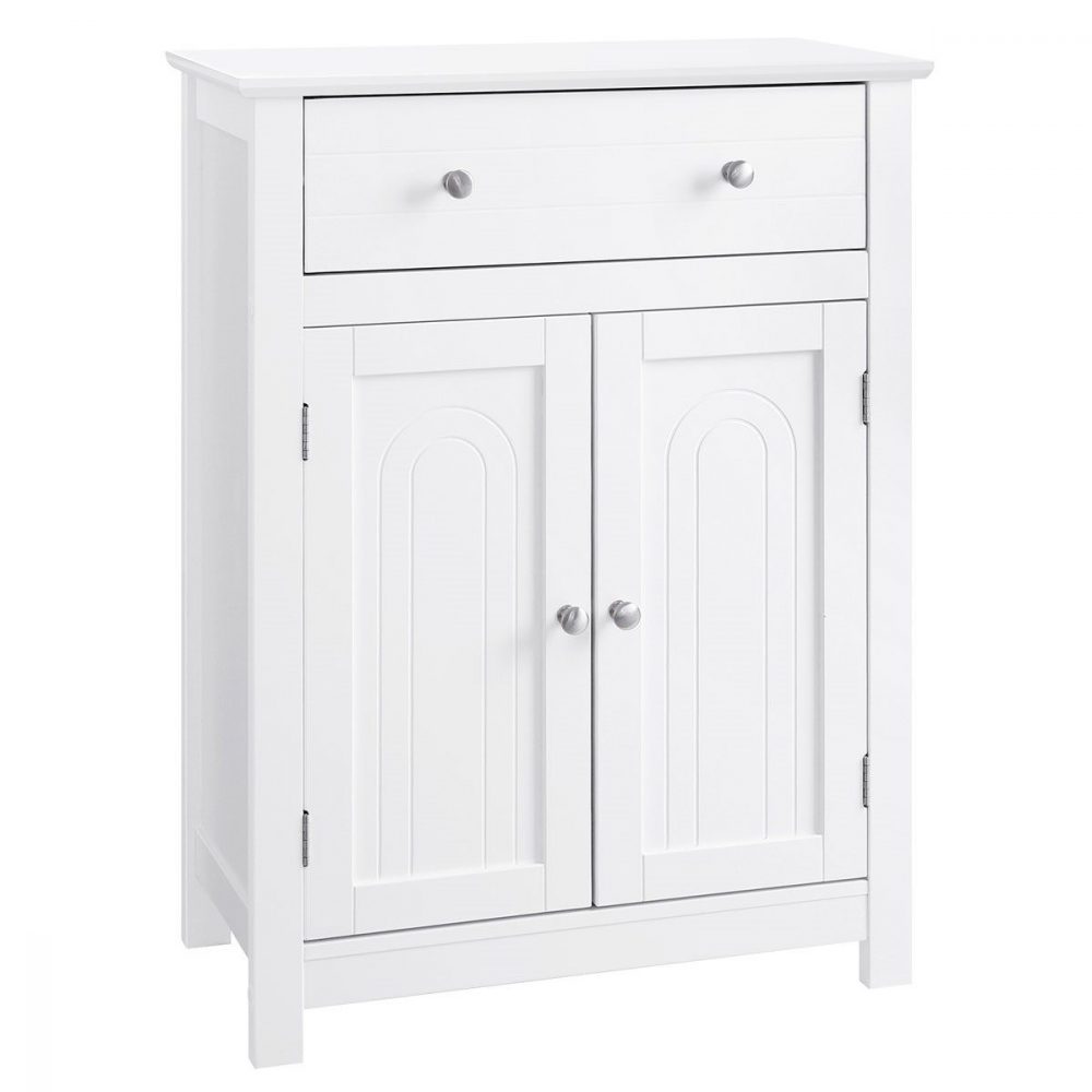 Armario de baño con cajón, balda ajustable, blanco - Imagen 4