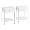 Juego de 2 mesitas de noche con cajón y estante, blanco mate