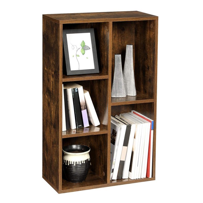 Estantería libros 5 niveles, marrón rústico