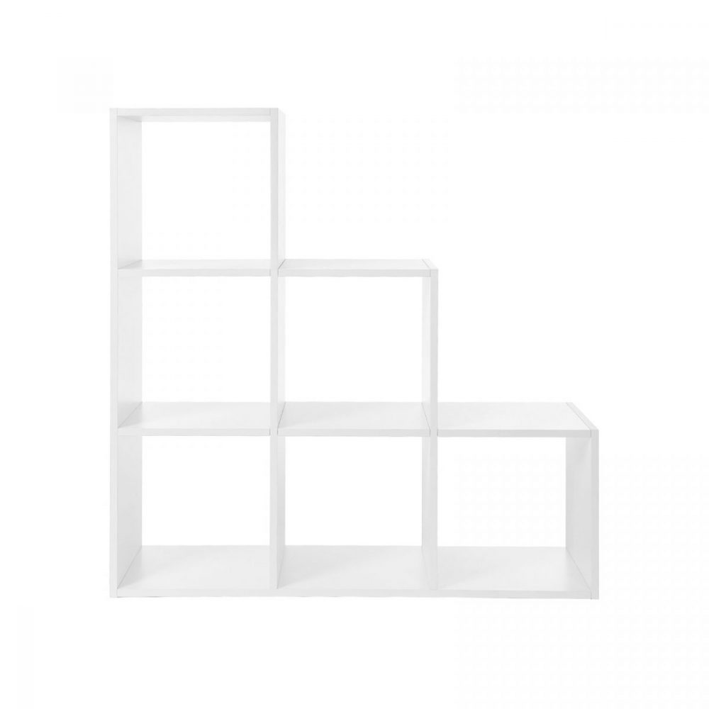 Estantería de libros, 6 compartimentos en forma de cubo, blanco - Imagen 6