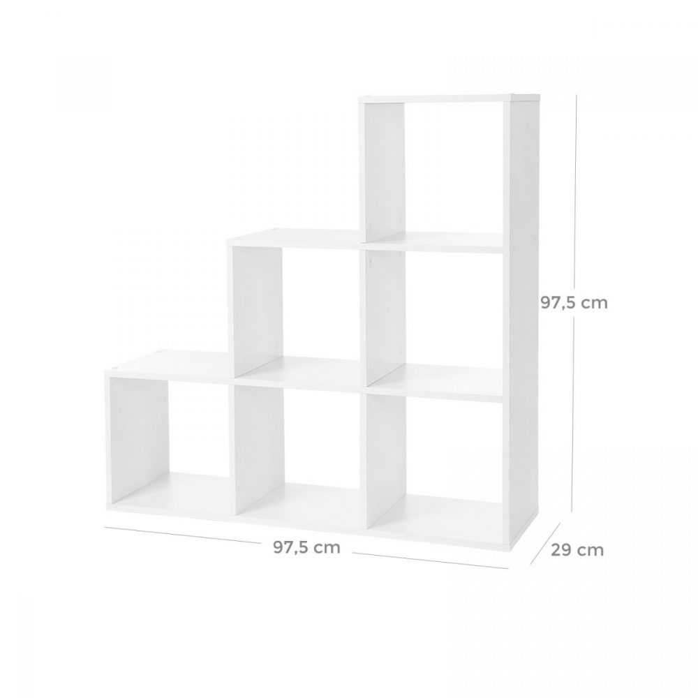 Estantería de libros, 6 compartimentos en forma de cubo, blanco - Imagen 7