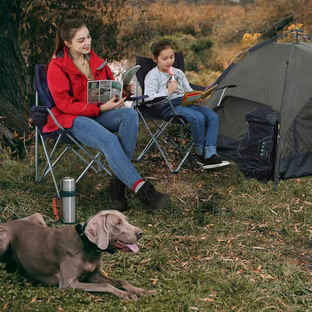 Juego de 2 sillas de camping plegables azul oscuro - Imagen 2