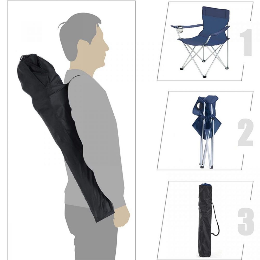 Juego de 2 sillas de camping plegables azul oscuro - Imagen 6
