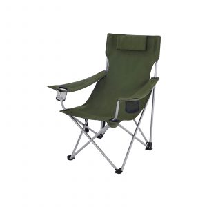 Silla de camping plegable con reposabrazos verde