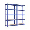 Juego de 2 estanterías pesadas de 5 niveles azul 90x180 cm