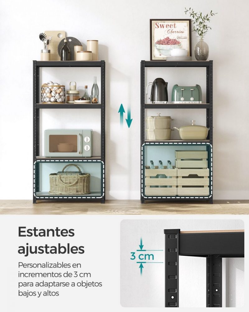 Estantería de 4 niveles 40x80x160 cm greige y negro - Imagen 4