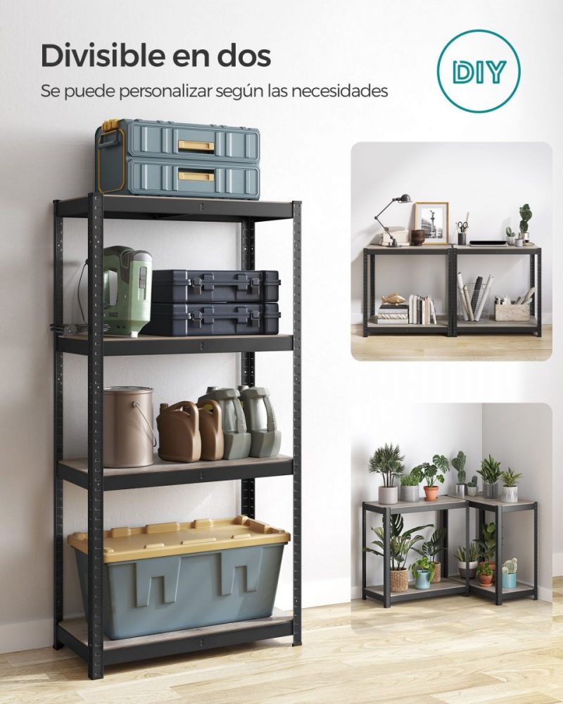 Estantería de 4 niveles 40x80x160 cm greige y negro - Imagen 2