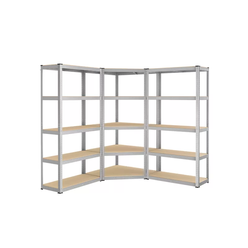 Juego de Estantería Esquinera de 5 Niveles Plata Pálido y Beige Natural
