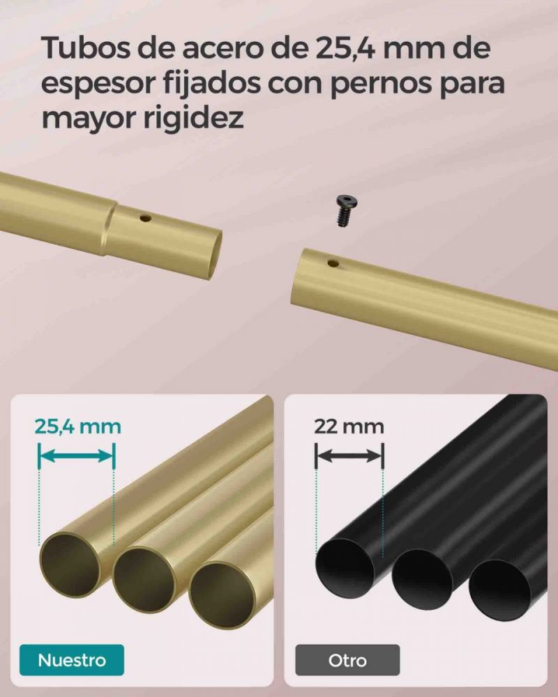 Perchero burro con ruedas, 91 cm, dorado - Imagen 6