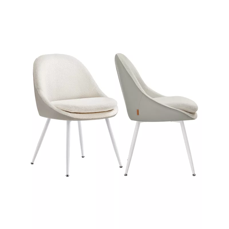 Juego de 2 sillas de comedor blanco crema y blanco nube