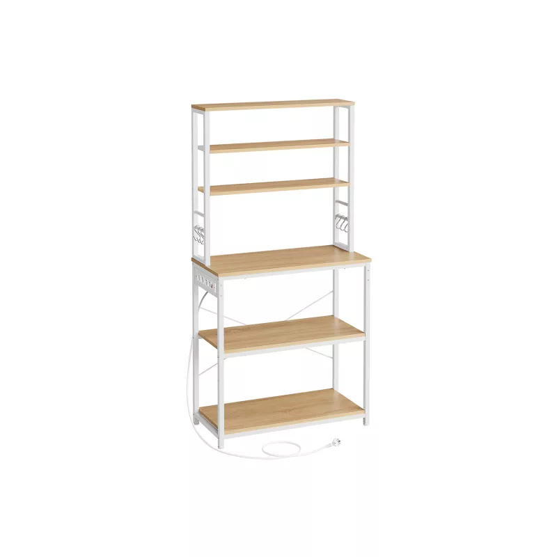 Estantería de Cocina con Toma de Corriente 40 x 80 x 167 cm Roble Dorado y Blanco Nube