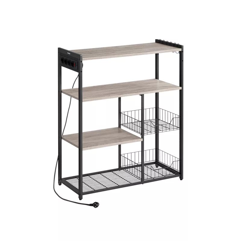 Estantería de Cocina con 2 Cestas de Malla Greige Mélange y Negro Tinta