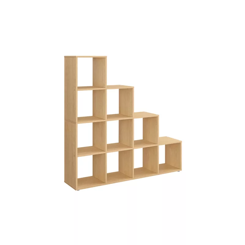 Estantería con 10 cubos 29 x 129,5 x 129,5 cm beige roble