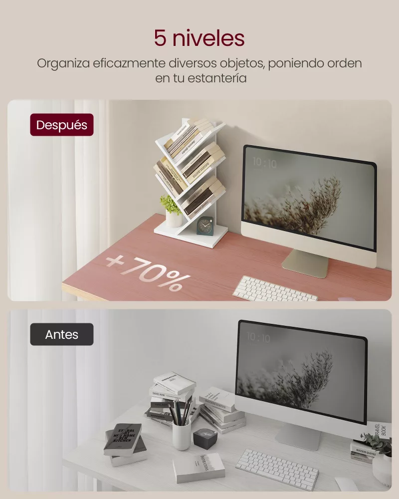 Librería de 5 Niveles Vertical Blanco Crema - Imagen 4