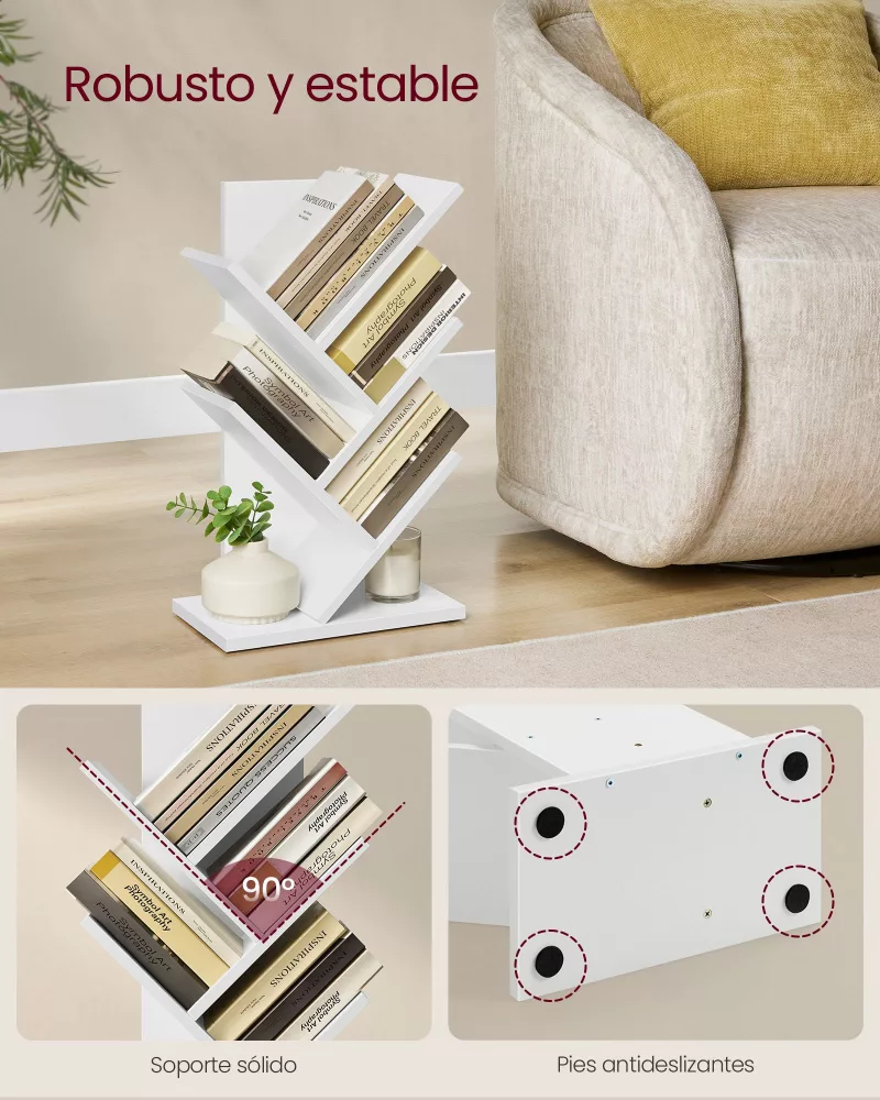 Librería de 5 Niveles Vertical Blanco Crema - Imagen 3