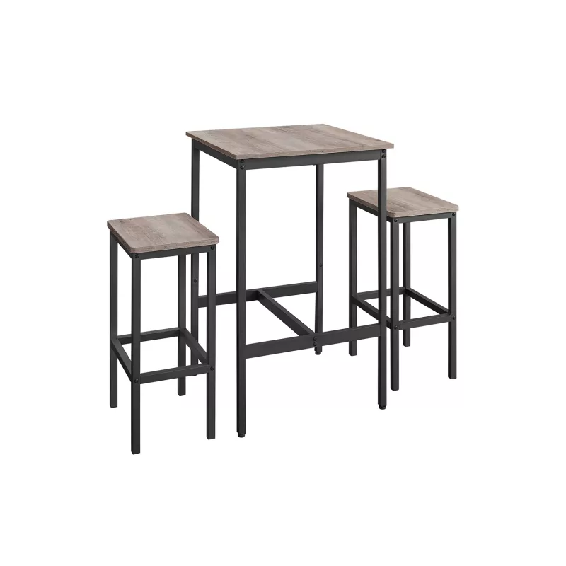 Mesa de Bar con Taburetes Greige Brezo y Negro Tinta