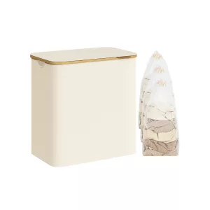 Cesto de ropa sucia con tapa 150 l 60 x 38,5 x 70,5 cm blanco crema