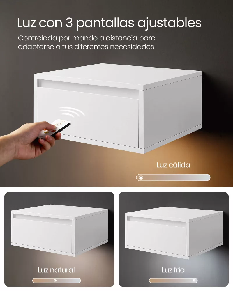 Mesita de Noche Colgante 35 x 40 x 18 cm Blanco Nube - Imagen 4