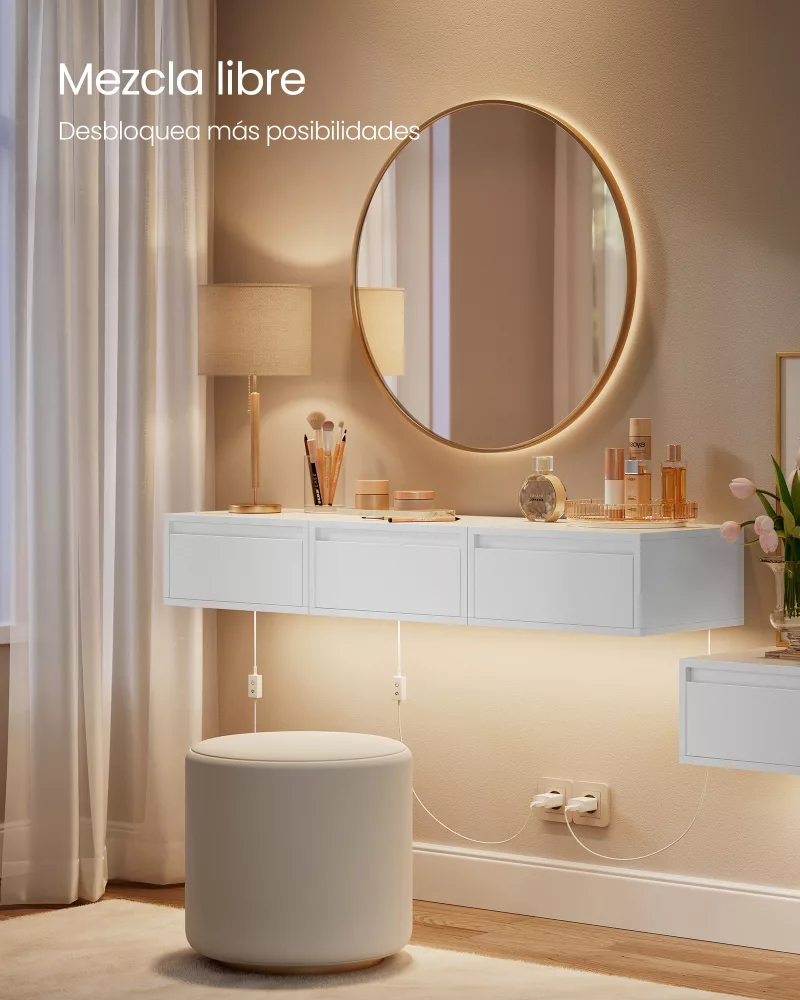 Mesita de Noche Colgante 35 x 40 x 18 cm Blanco Nube - Imagen 3