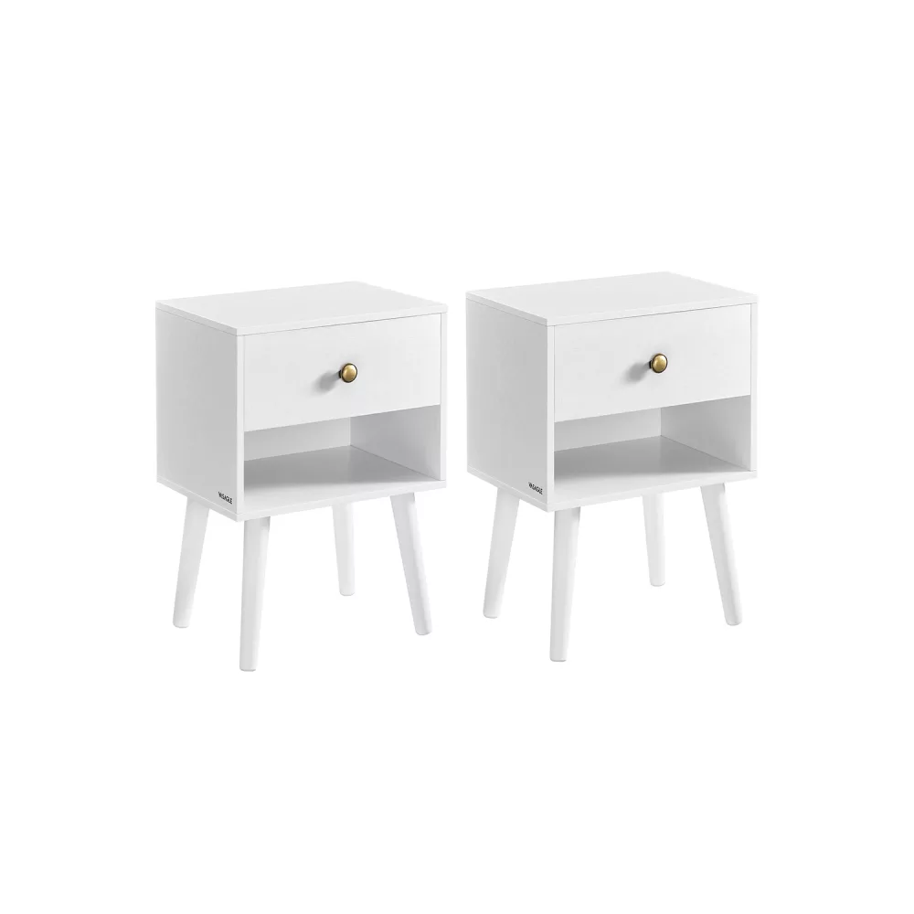 Juego de 2 Mesita de Noche Blanco Nieve