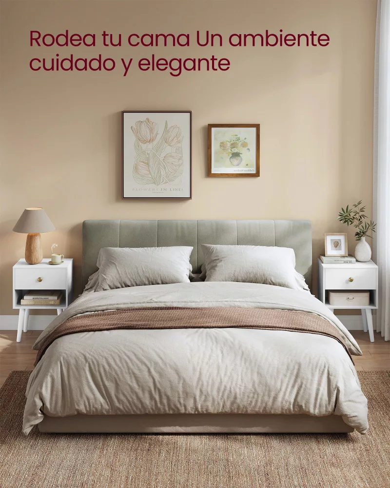 Juego de 2 Mesita de Noche Blanco Nieve - Imagen 4