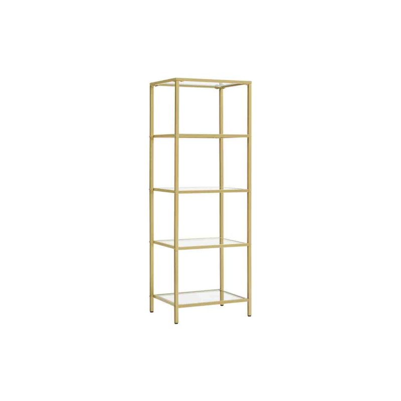 Estantería de almacenamiento de vidrio, 4 niveles, dorado