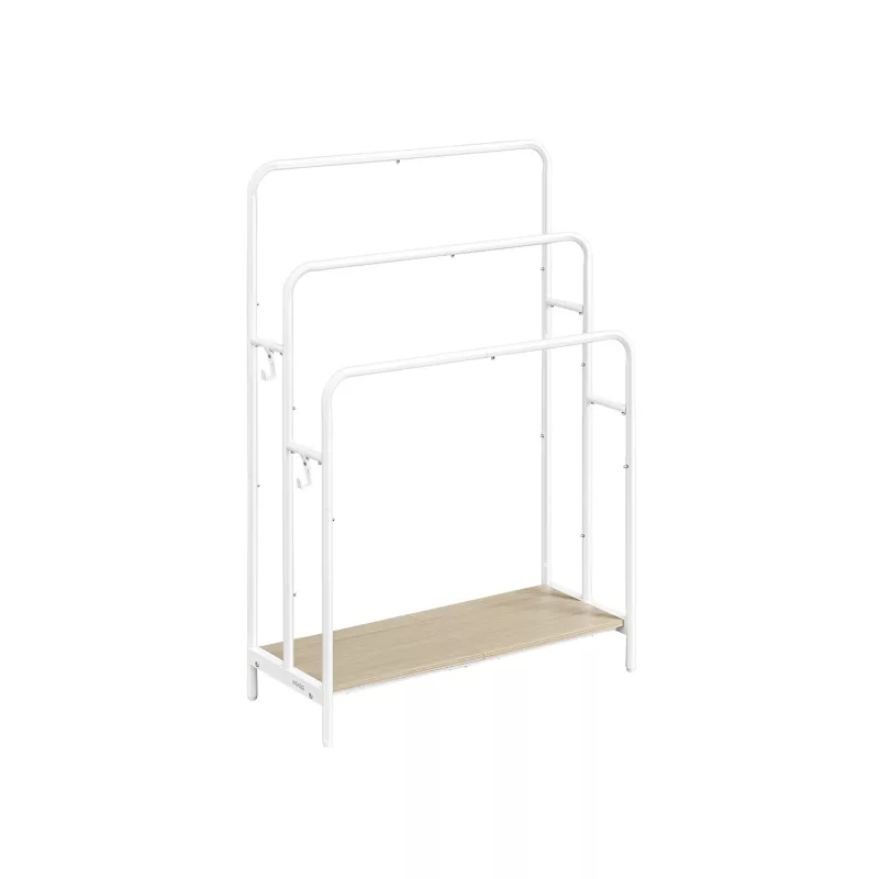 Toallero de 3 Barras 70x30x100 cm Blanco Nube y Beige Natural