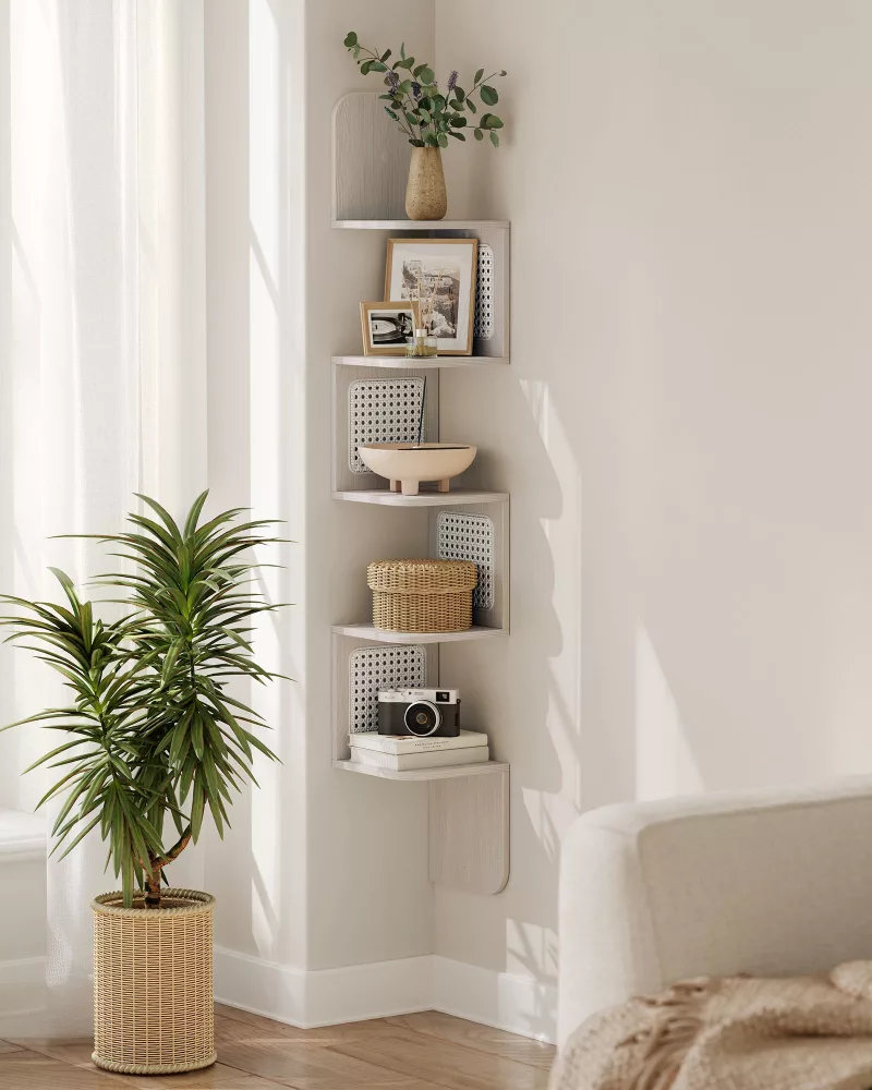 Estantería de Esquina de 5 Niveles Beige Avena - Imagen 2