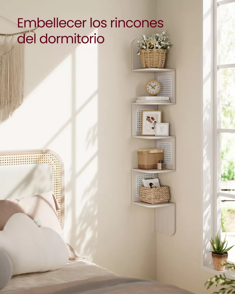 Estantería de Esquina de 5 Niveles Beige Avena - Imagen 3