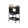 Carro de 3 Niveles 6 Bolsillos Laterales Negro Tinta